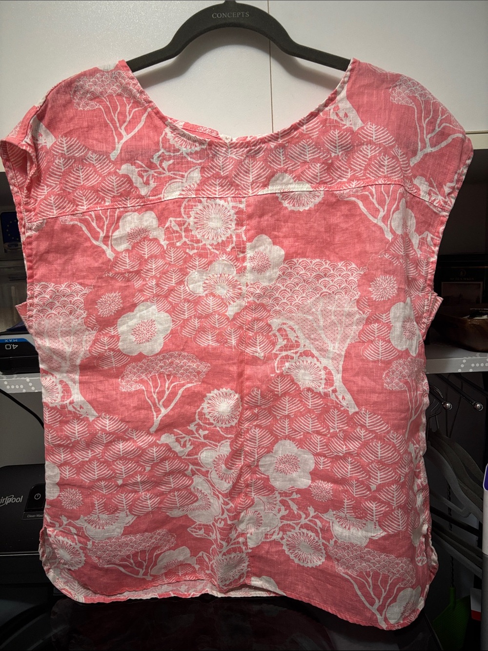 Women’s Coral Floral Print Short Sleeve Top